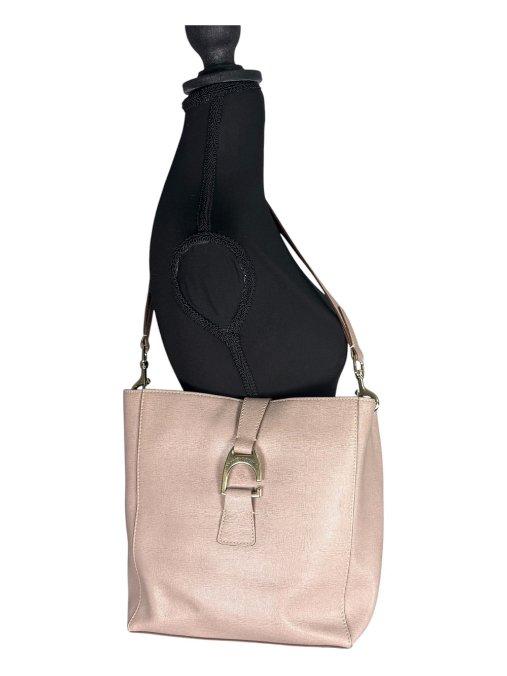 Dooney & Bourke Saffiano Leather Logo Lock Shoulder Bag Blush Pink Gold